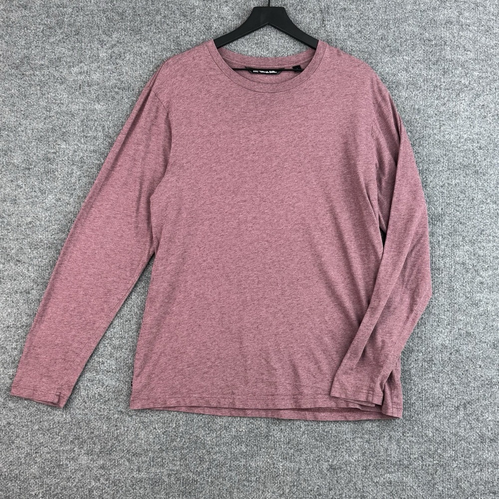 TravisMathew T-Shirt Men's L Burgundy Heather 100% Pima Cotton Peru Long Sleeve